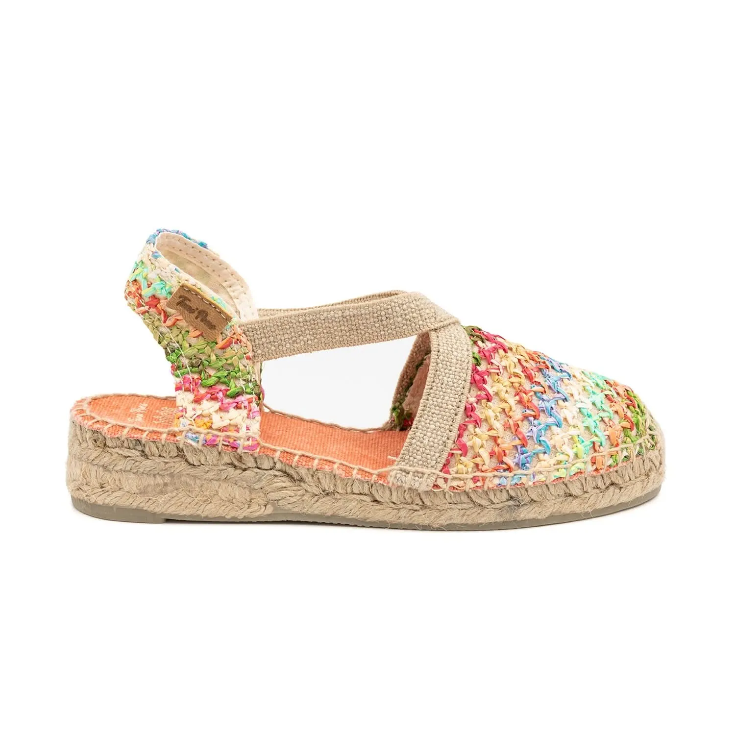 Vegan Mulricolored Raffia Sandals For Kids - Edita-NZ